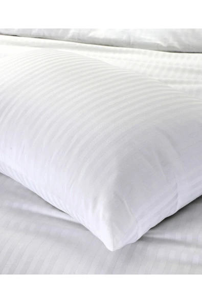 Çift Kişilik Çizgili Saten Otel Nevresim Seti 1 Nevresim 2 Yastık Kılıfı - 3