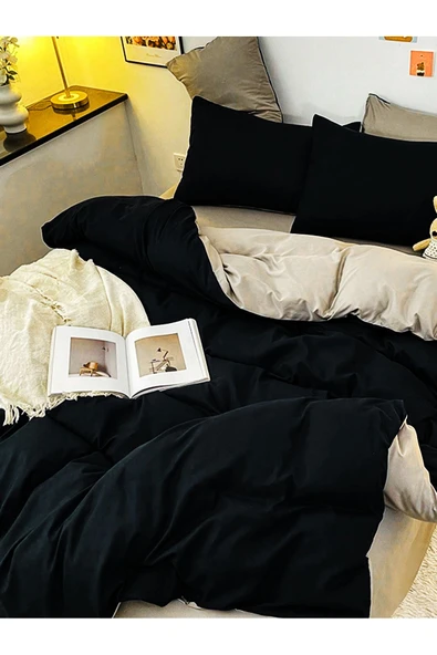 Tek Kişilik Lastikli Çarşaflı Nevresim Takımı | Kahve - Siyah - 4