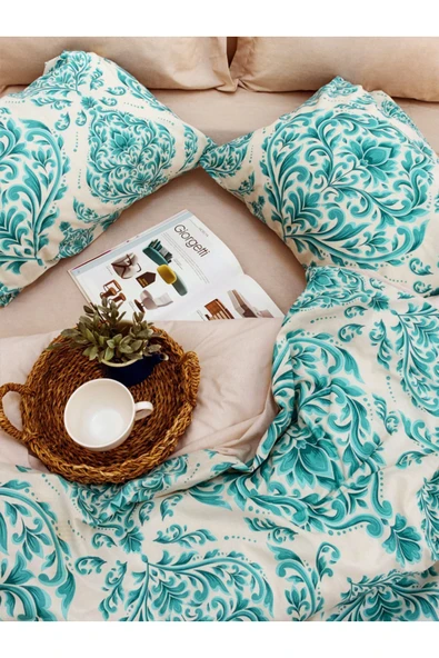 Damask Lastikli Çarşaflı Çift Kişilik Pamuk Nevresim Takımı - 3