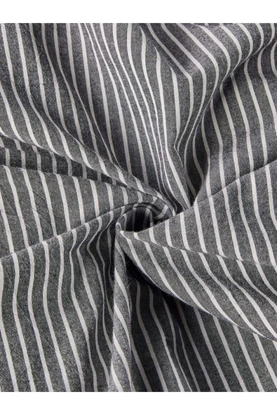 Line Striped Çocuk ve Genç Tek Kişilik Pamuk Lastikli Nevresim Takımı - 4