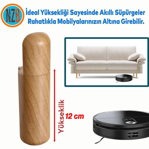 Mobilya Yükseltici Ayak 12 cm Kanepe TV Ünitesi Koltuk Ayağı Baza Ayakları Açık Kübik Ceviz 4 Adet - Resim 4