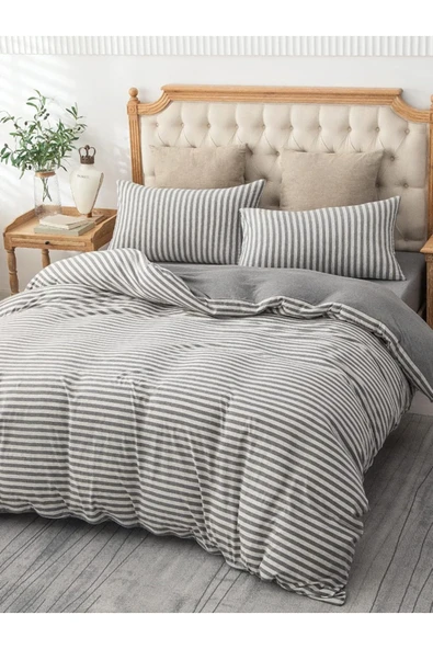 Gray Collection Çift Kişilik Pamuk Lastikli Çarşaflı Nevresim Takımı - 4