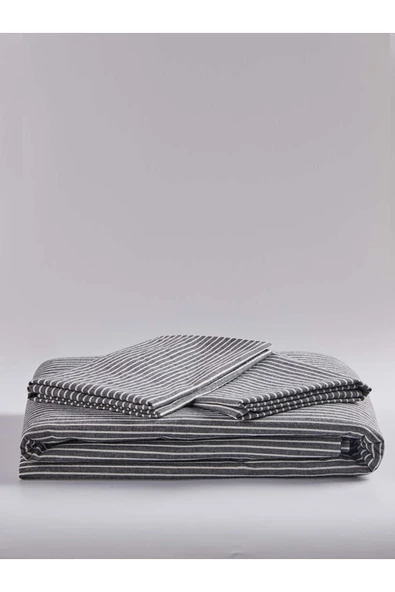 Line Striped Çocuk ve Genç Tek Kişilik Pamuk Lastikli Nevresim Takımı - 3