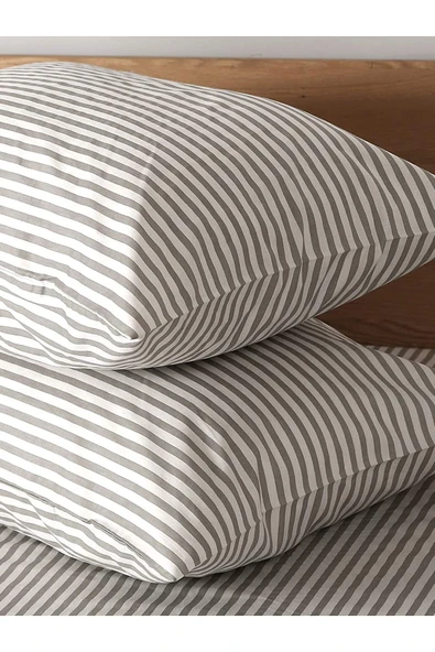 Alaçatı Boutique Çizgili Pamuk Tek Kişilik Nevresim Takımı - 3