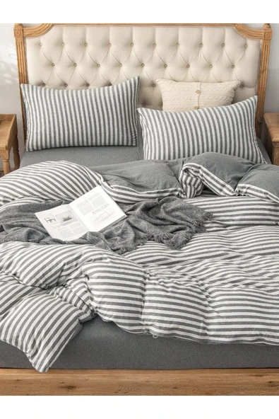 Gray Collection Naturel Pamuk Çift Kişilik Nevresim Takımı - 2
