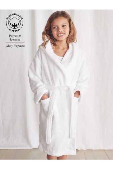 10-12-14 Yaş Kapşonlu %100 Pamuk Havlu Çocuk Bornoz | Alerji Yapmaz - 2
