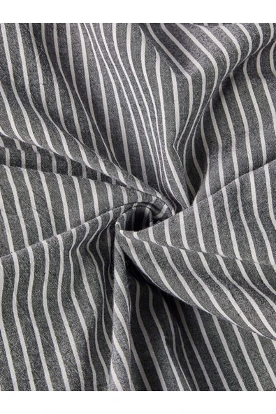 Line Striped Naturel Pamuk Çift Kişilik Nevresim Takımı - 4
