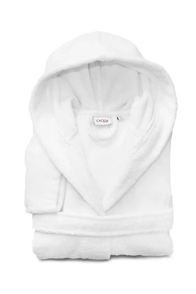 Unisex Genç Beyaz Pamuklu Bornoz - 3