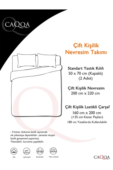 Çift Kişilik Lastikli Çarşaflı Nevresim Takımı | Siyah - Candy - 4