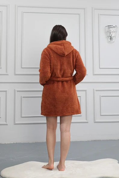 Süper Soft Taba Kapüşonlu Welsoft Sabahlık - 3