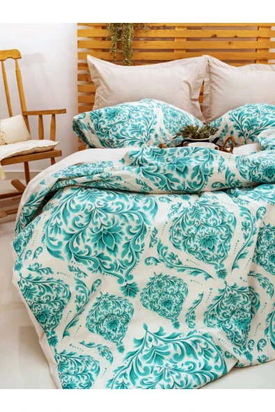 Damask Lastikli Çarşaflı Çift Kişilik Pamuk Nevresim Takımı - 4