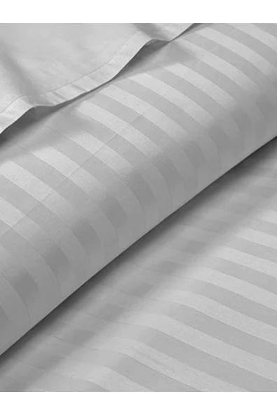 Çizgili Saten 2 adet 50x70 cm Silver Gri Yastık Kılıfı - 4