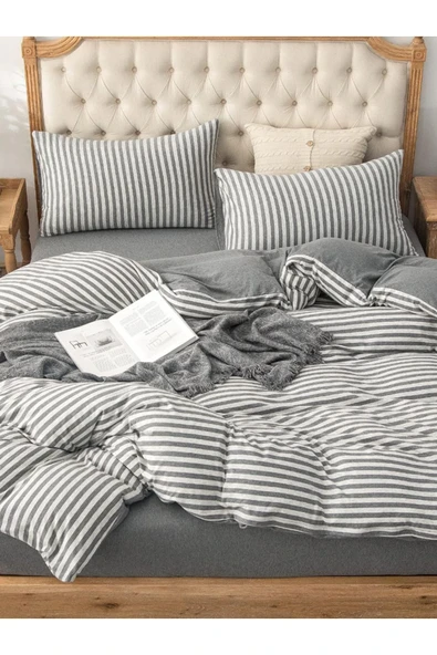 Gray Collection Çift Kişilik Pamuk Lastikli Çarşaflı Nevresim Takımı - 2
