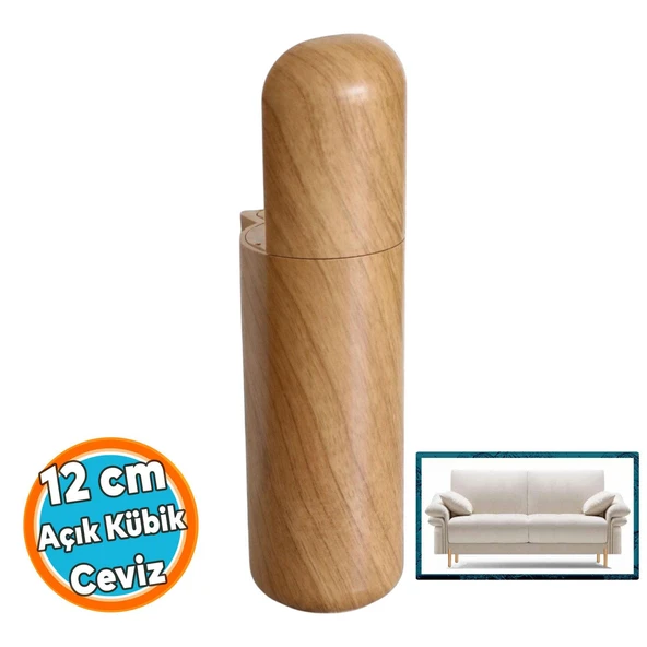 Mobilya Yükseltici Kapsül Ayak 12 cm Kanepe TV Ünitesi Koltuk Ayağı Baza Ayakları Açık Kübik Ceviz ürün görseli