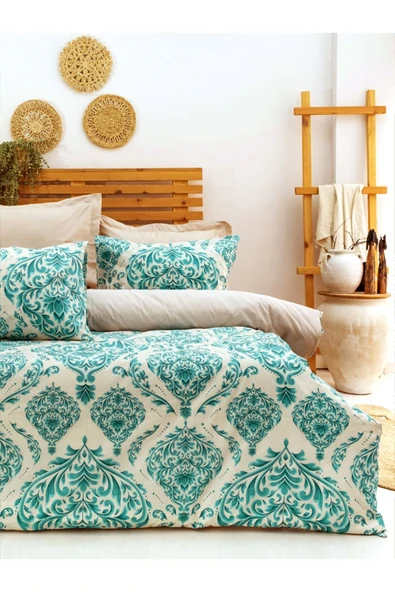 Damask Lastikli Çarşaflı Çift Kişilik Pamuk Nevresim Takımı - 2