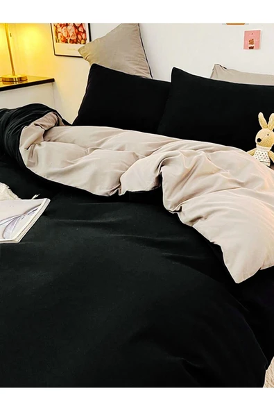 Tek Kişilik Lastikli Çarşaflı Nevresim Takımı | Kahve - Siyah - 2