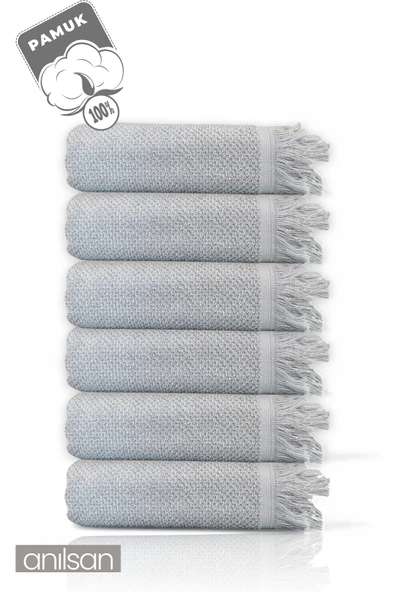 6'lı Gri Jelena El Havlusu - 50x90 Cm, 225 Gr, %100 Pamuk, Spa Ve Otel Havlusu, Günlük Kullanıma Uygun - 2