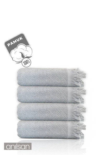 4'lı Gri Jelena El Havlusu - 50x90 Cm, 225 Gr, %100 Pamuk, Spa Ve Otel Havlusu, Günlük Kullanıma Uygun - 2
