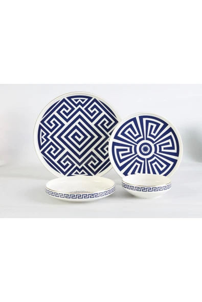OMS 11158 - Aquamarine - 24 Parça, Modern, Çağdaş Tasarımlı 1. Sınıf Porselen Yemek Takımı