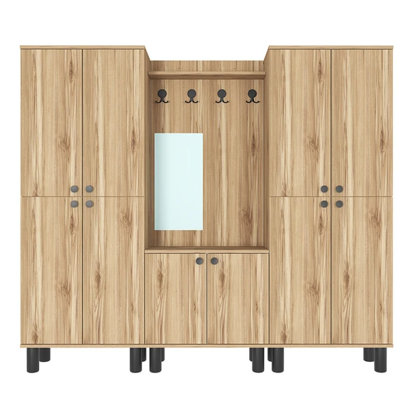 Ferda-1-3-3 Bohem Ayaklı Aynalı Ayakkabılık Portmanto Vestiyer - Resim 5