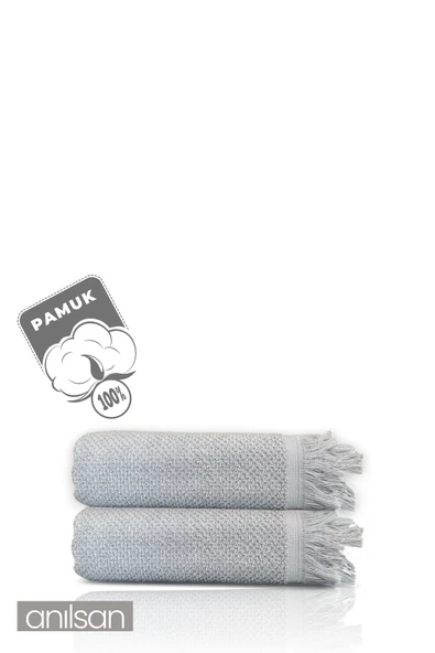 2'li Gri Jelena El Havlusu - 50x90 Cm, 225 Gr, %100 Pamuk, Spa Ve Otel Havlusu, Günlük Kullanıma Uygun - Resim 2