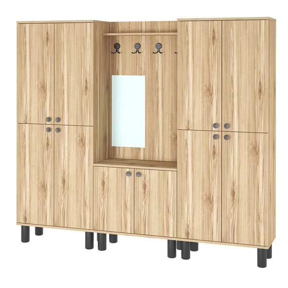 Ferda-1-3-3 Bohem Ayaklı Aynalı Ayakkabılık Portmanto Vestiyer - Resim 6