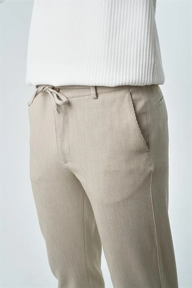 İntersivin Slim Fit Dokulu İp Bağlamalı Lastik Belli Erkek Pantolon - 5