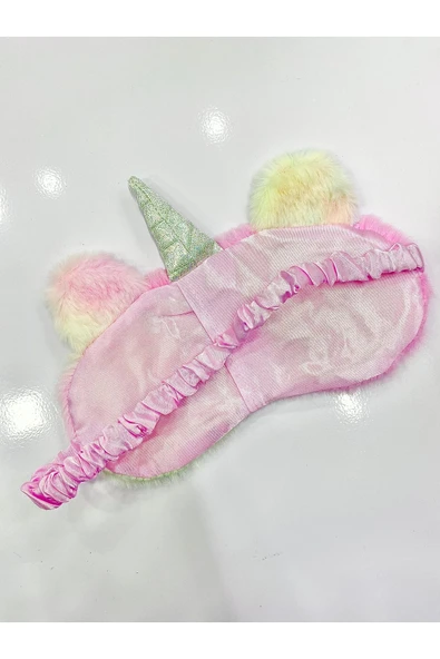 MARS BABY Kadın Kız Peluş Pembe Kirpikli Taşlı Göz Uyku Bandı - 3