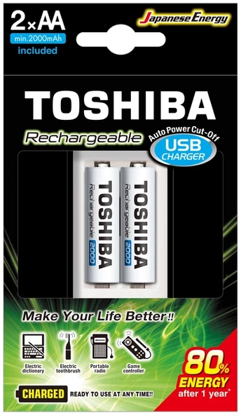 Toshıba Usb Şarj Cihazı+2 Ad.2000mah Kalem Pil