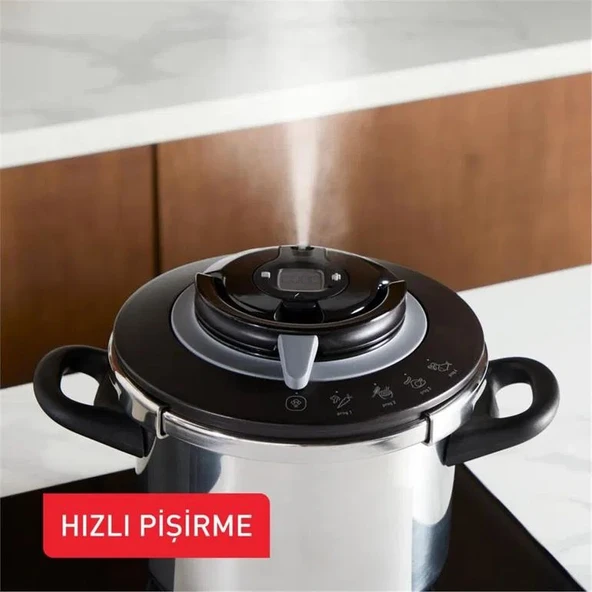 Tefal P4550731 Clipso+ Chef 4 Pişirme Programlı 6 Litre Düdüklü Tencere - 1510002662 - 2