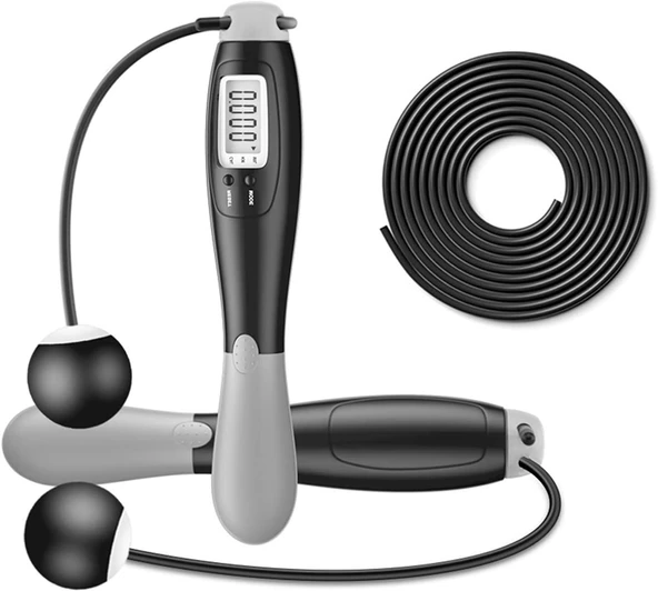 Valkyrie Çift Led Dijital Sayaçlı 4 Modlu Akıllı Çelik İp Atlama Fitness Kondsiyon - 3