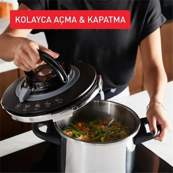 Tefal P4550731 Clipso+ Chef 4 Pişirme Programlı 6 Litre Düdüklü Tencere - 1510002662 - 3