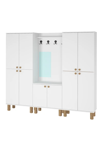 Kalender Dekor Ferda-1-3-3 Bohem Ayaklı Aynalı Ayakkabılık Portmanto Vestiyer - Resim 5