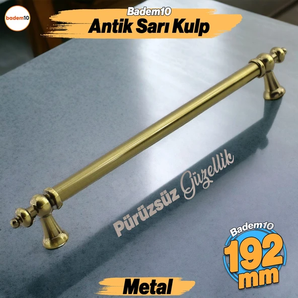 Osmanlı Metal Antik Sarı Kulp 192 mm Mobilya Çekmece Mutfak Dolabı Dolap Kapak Kulpları Kulb Kulpu