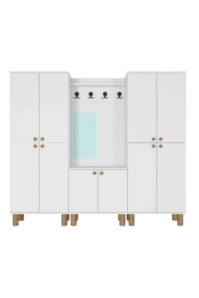 Kalender Dekor Ferda-1-3-3 Bohem Ayaklı Aynalı Ayakkabılık Portmanto Vestiyer - Resim 6