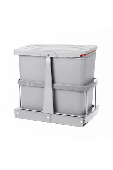 ÇÖP KOVASI 12+12LT GRİ AFEKS TELESKOPİK RAYLI - 3