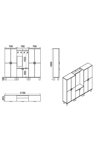Kalender Dekor Ferda-1-3-3 Bohem Ayaklı Aynalı Ayakkabılık Portmanto Vestiyer - Resim 7