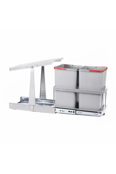 ÇÖP KOVASI 12+12LT GRİ AFEKS TELESKOPİK RAYLI