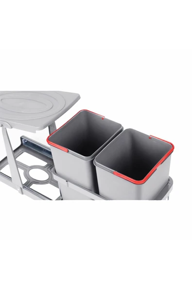 ÇÖP KOVASI 12+12LT GRİ AFEKS TELESKOPİK RAYLI - 4