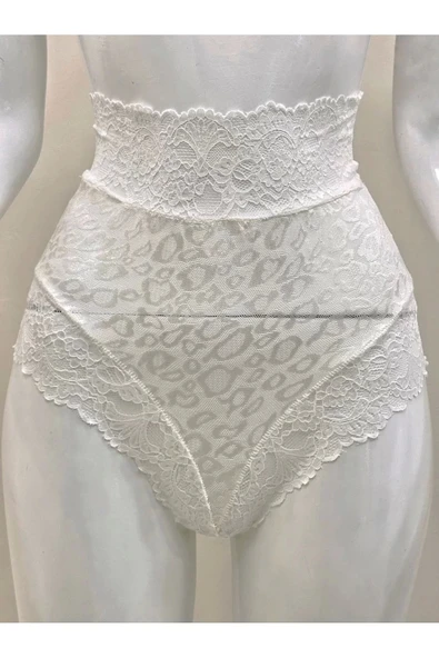 Ekru Dantelli Yüksek Bel Külot Venüs-k1012 - 2