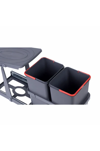 ÇÖP KOVASI 12+12LT ANTRASİT TELESKOPİK RAYLI - 2