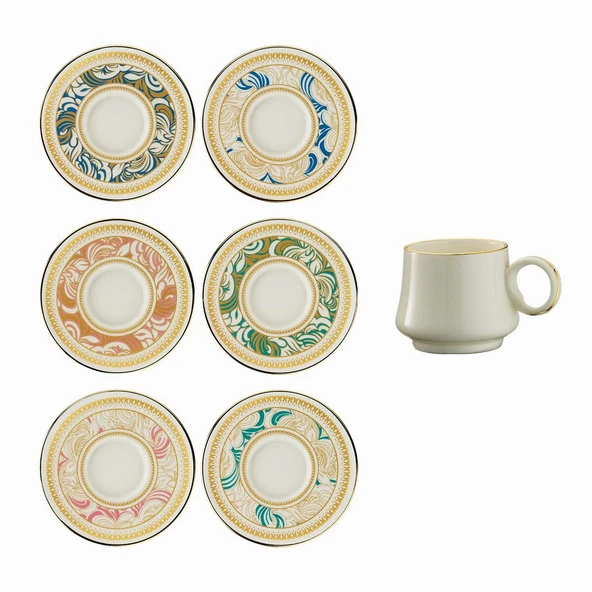 Sandro Moreno 1453 Şal Yüzük Gold 12 Parça 6 Kişilik Kahve Fincan Takım 90 Ml Ar211728 - 2