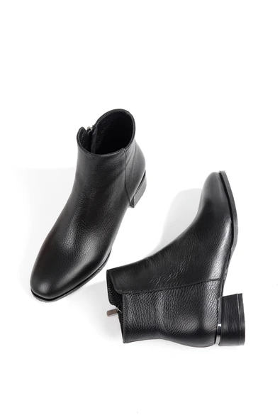 Raquel Hakiki Deri Kısa Topuklu Bot - 2