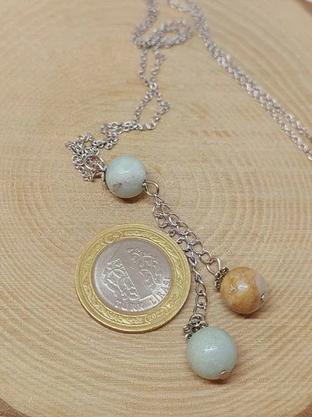 Amazonit Taşı Zincirli Kolye (9442) - Resim 3