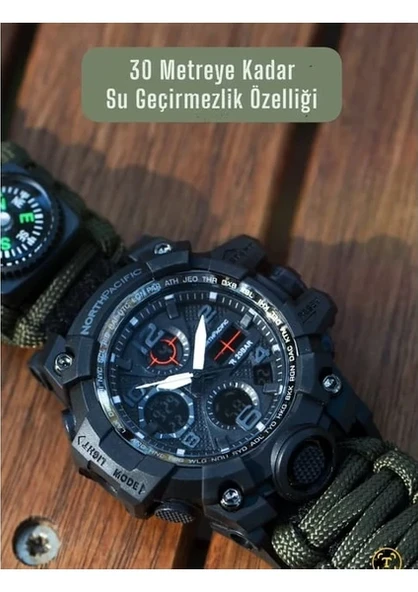 North Pacific Çok Fonksiyonlu  Kampçı Outdoor Kol Saati Yeşil (TEŞHİR) - 3