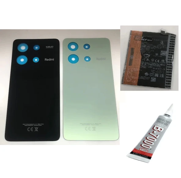 REDMİ NOTE 13 4G ARKA BATARYA KAPAĞI ,BATARYA VE B7000 YAPIŞTIRICI (SİYAH)