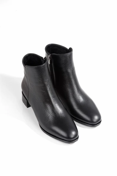 Raquel Hakiki Deri Kısa Topuklu Bot - 4