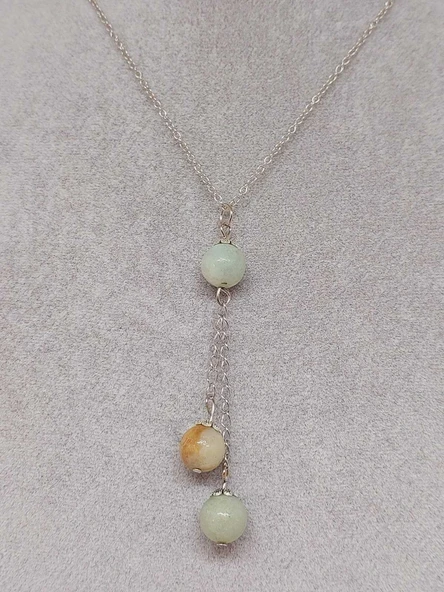 Amazonit Taşı Zincirli Kolye (9442) - Resim 5