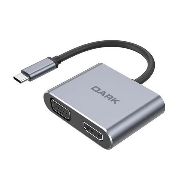 <![CDATA[DARK DK-AC-U31XMST 0.15metre TYPE-C - HDMI_VGA(D) Çevirici Adaptör]]>