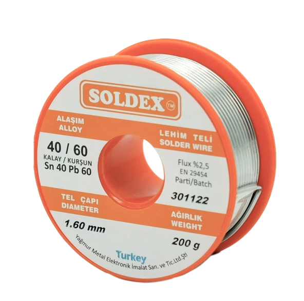Soldex 1.60mm Sn40 Pb60 Lehim Teli 200gr - 1